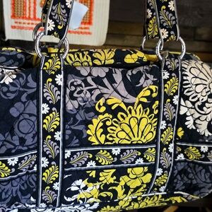 Vera Bradley Black and Yellow Quilted Shoulder Bag With Wallet Included